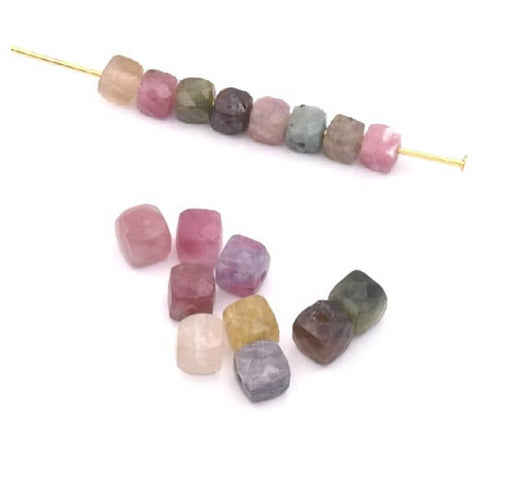 Buy Cube facetted beads tourmaline 4mm hole: 0.7mm (10)