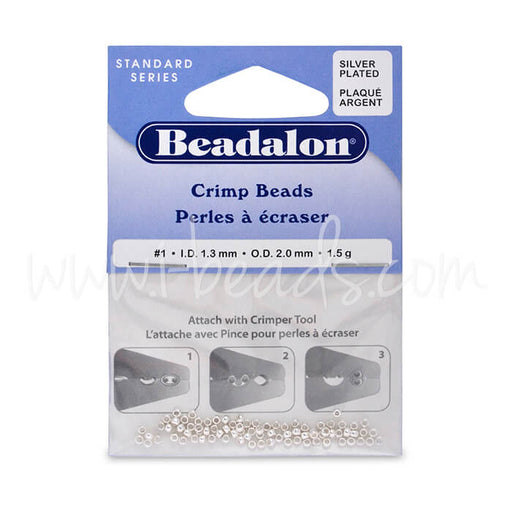 Buy Crimp beads metal silver plated 2mm, 1.5g (1)