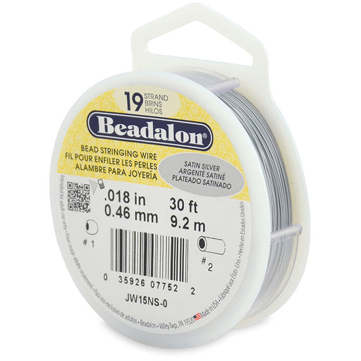 Beadalon bead stringing wire 19 strands satin silver 0.46mm, 9.2m (1)