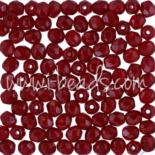 Buy Czech fire-polished beads ruby 4mm (100)