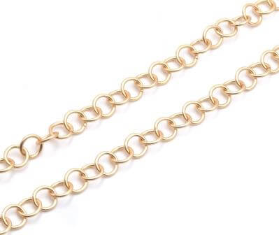 Fancy chain mesh round 8x1mm matt gold metal (1m)