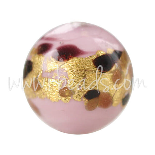 Buy Murano bead round pink leopard 12mm (1)