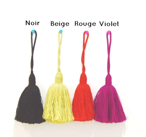 Big tassel purple 16 cm wool and cotton