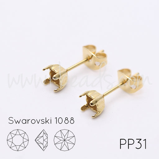 Stud earring setting for Swarovski 1088 4mm-pp31-SS19 gold plated (2)