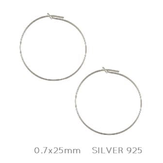 Sterling silver beading hoop 0.7x 25mm (2)