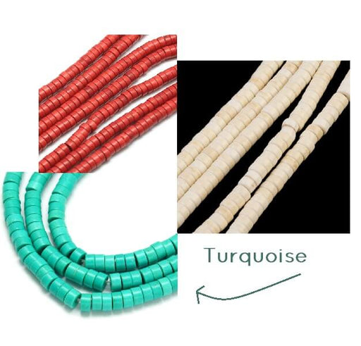 Buy Heishi beads Reconstructed Turquoise 4x2mm 39cm (Sold per 1 strand)