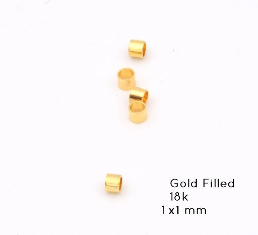 Buy 20 crimp tubes metal gold filled 18K (1x1mm) (20)