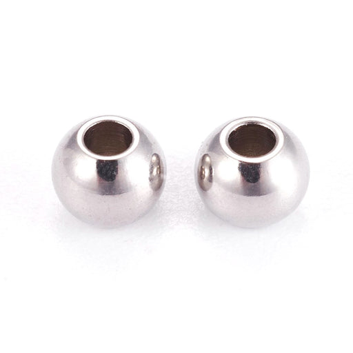 Buy Stainless Steel round Beads, steel color - 3x2mm hole 1,2mm (50)
