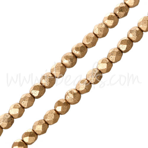 Czech fire-polished beads matte metallic flax 2mm (50)