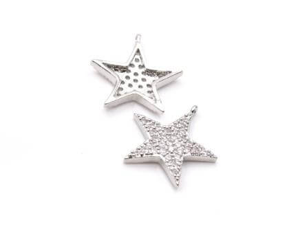 Star pendant in Alloy with tiny Zirconia Platinum 16mm-hole:1mm (1)