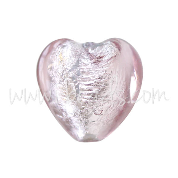 Murano bead heart amethyst and silver 10mm (1)