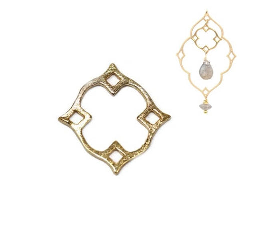 Diamond pendant connector small in Sterling silver 925 and gold plated - 13 mm(1)