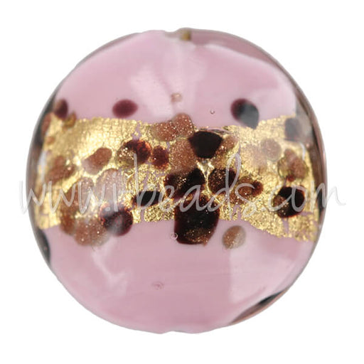 Buy Murano bead lentil pink leopard 20mm (1)
