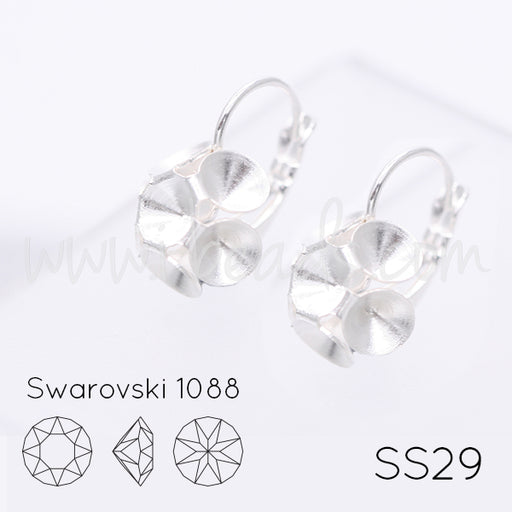 Cupped earring setting for 6 Swarovski 1088 SS29 silver plated (2)