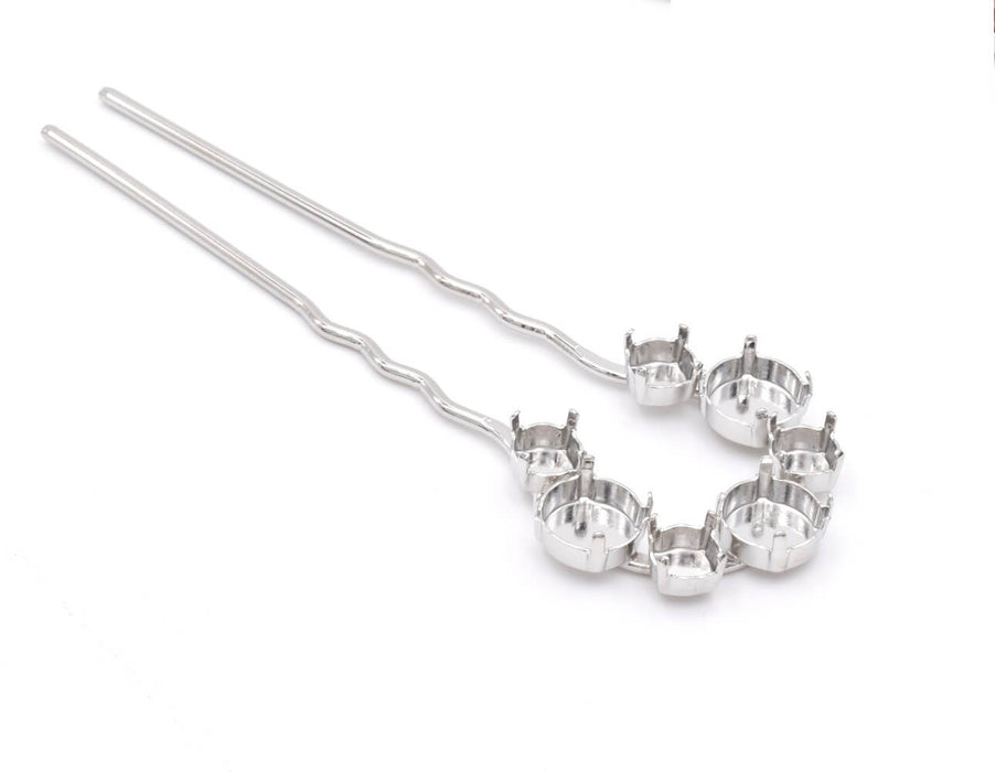 Hair pin setting 1122 rivoli 12mm and 1088 SS39 - Rhodium Plated 10cm (1)