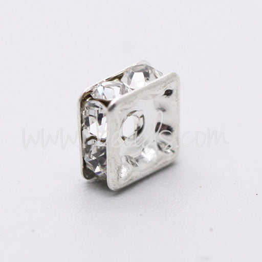 Buy Rhinestone squaredelle crystal on metal silver finish 6mm (2)