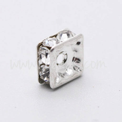 Rhinestone squaredelle crystal on metal silver finish 6mm (2)