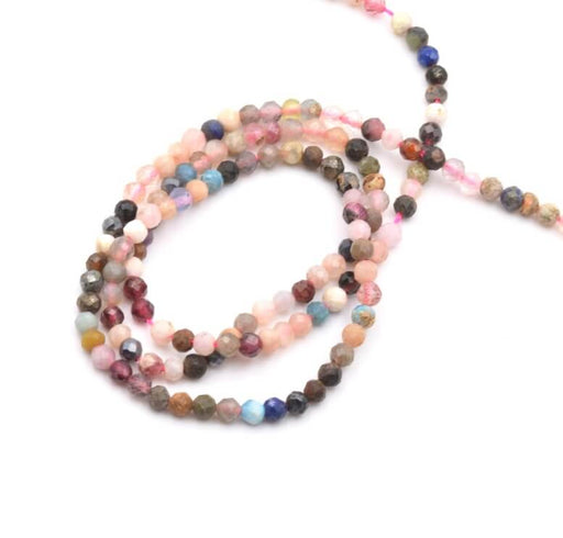 Buy Natural mixed gemstone strand, round faceted beads-about 3mm, hole:0.5mm (1 strand)