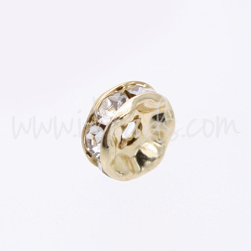 Rhinestone rondelle crystal on metal gold finish 6mm (2)