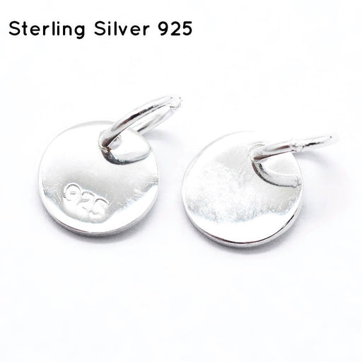 925 Sterling Silver Pendants, Flat Round Charms, Carved with 925 - 8x0,7mm (1)