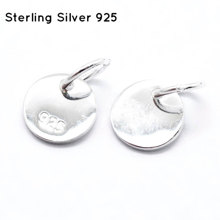 925 Sterling Silver Pendants, Flat Round Charms, Carved with 925 - 8x0,7mm (1)