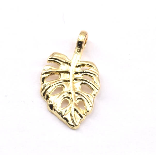 Leaf Philodendron montsera- charm 16x10mm Gold colour (1)