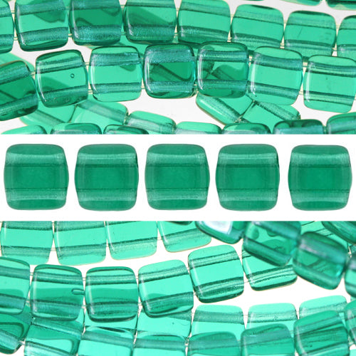 Buy 2 holes CzechMates tile bead emerald 6mm (50)