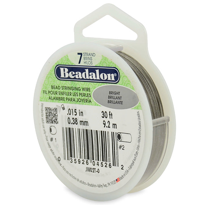 Beadalon bead stringing wire 7 strands bright 0.38mm, 9.2m (1)