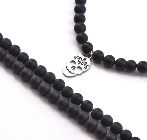 Buy Black Onyx Frosted round beads 6mm - 1 strand appx 63 beads 38cm (1 strand)