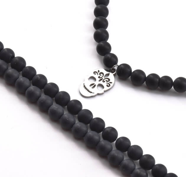 Black Onyx Frosted round beads 6mm - 1 strand appx 63 beads 38cm (1 strand)