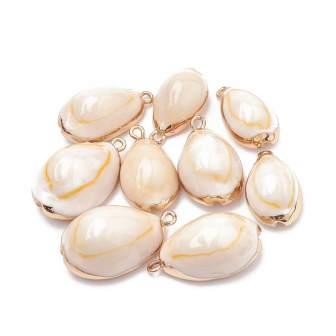 Buy COWRIE shell with golden brass setting 20-30mm (sold per 1 unit)