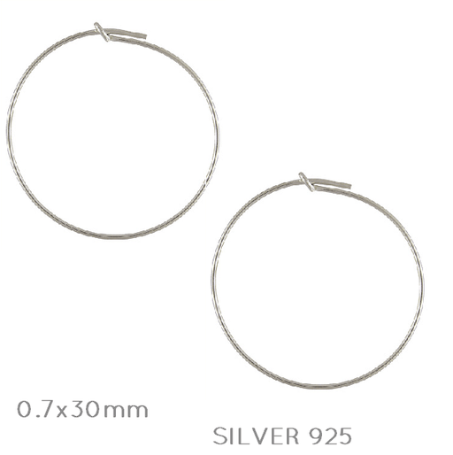 Buy Sterling silver beading hoop 0.7x30mm (2)