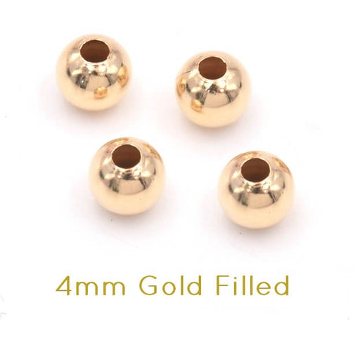Round beads gold filled 4mm hole: 1.4mm (4)