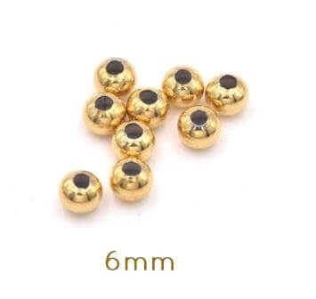 Buy Stainless Steel round Beads, GOLD - 6mm hole 2mm (20)