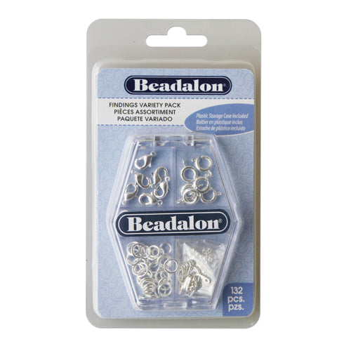 Beadalon findings variety pack metal silver plated 132 pcs (1)