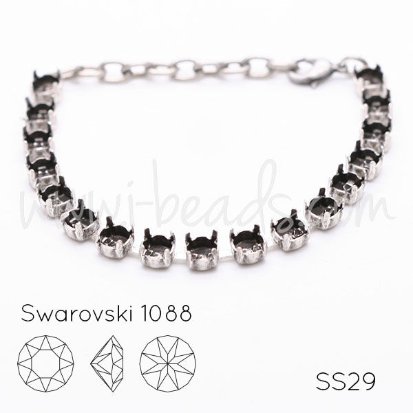 Bracelet setting for 17 Swarovski 1088 SS29 antique silver plated (1)