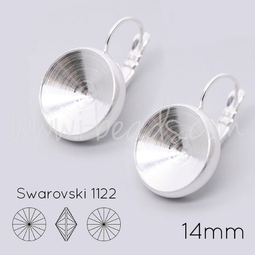Buy Fancy earring setting for Swarovski 1122 rivoli 14mm silver plated (2)