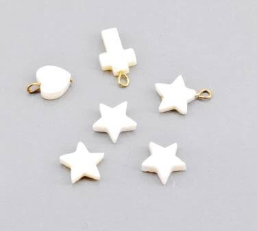Buy Bead natural white shell star 9x9mm, hole 0.8mm (5)