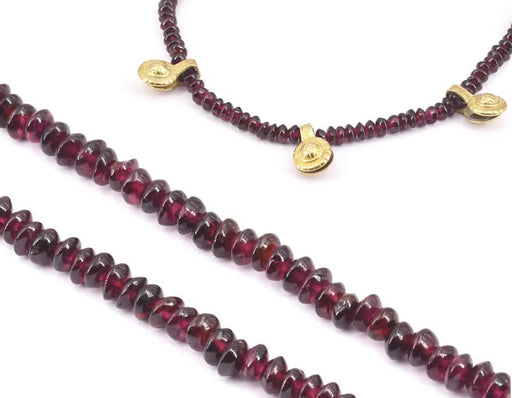 Buy Heishi bicone Beads chips GARNET- 5mm - hole 0.5mm, 33cm (1 strand)