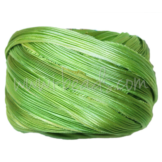 Shibori silk ribbon spring green borealis (10cm)