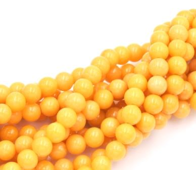 Yellow orange jade beads 6mm - 64 beads per strand - 39 cm - (1 strand)