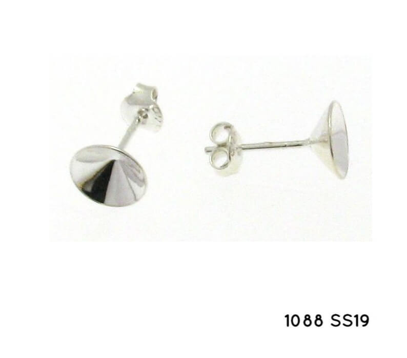 Cupped stud earring setting for Swarovski 1088 SS19-4mm Rhodium (2)