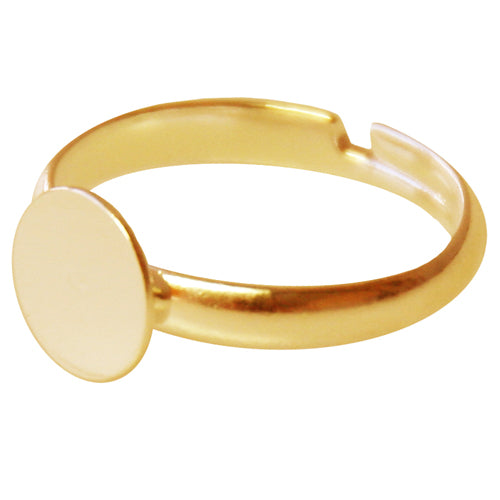 Buy Adjustable ring setting with 8mm flat front metal gold plated (1)