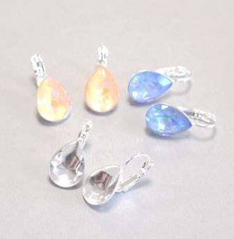 Buy Cupped earring setting for Swarovski 4320 Pear 14x10mm - Silver plated (2)