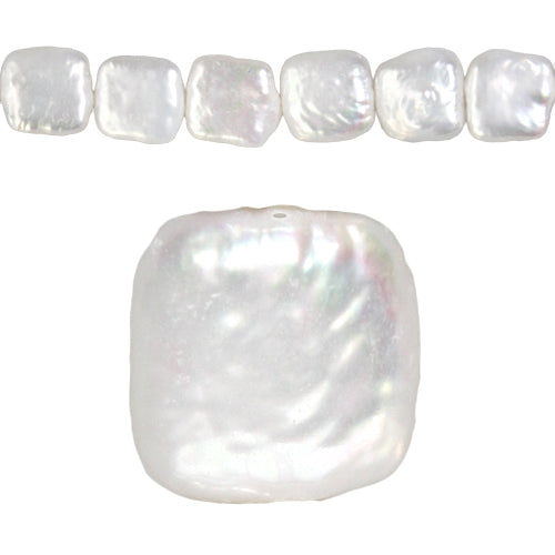 Freshwater pearls coin square white 9.5mm (1)