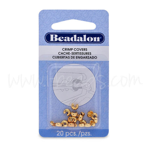 Buy 20 crimp covers pre-opened bead metal gold plated 4mm (1)