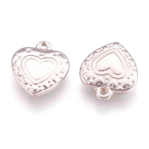 Stainless Steel Heart pendant - steel color - 13mm (1)