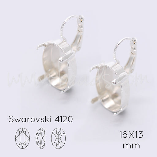 Earring setting for Swarovski 4120 18x13mm silver plated (2)