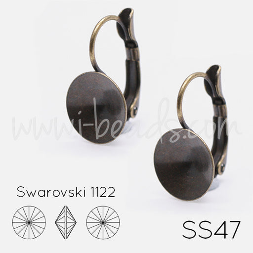 Buy Cupped earring setting for Swarovski 1122 Rivoli SS47 brass (2)