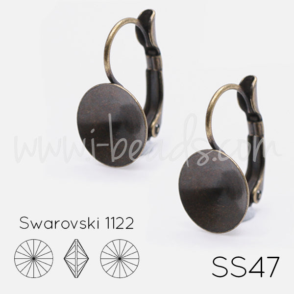 Cupped earring setting for Swarovski 1122 Rivoli SS47 brass (2)